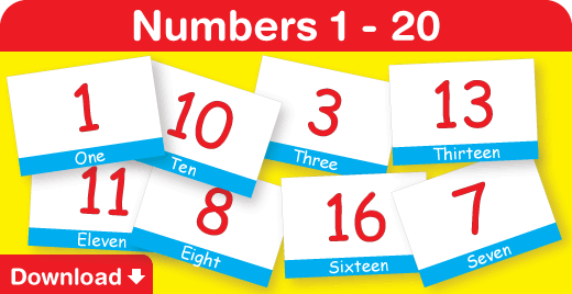 Free numbers (1 ~ 20) flash cards